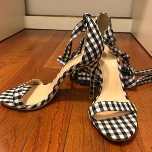 Gingham Ankle-Wrap Heels